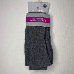 Athleta Footloose & Fancy Free Tights M/L Gray Knit Footless Breathable Cotton +